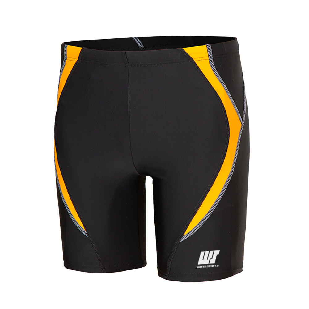 男士配色及膝泳褲 - 黑/橙