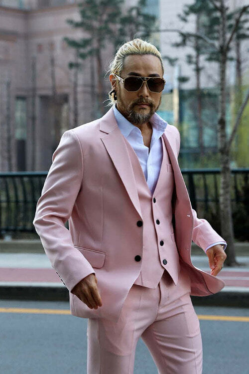 粉色修身款單層西裝外套