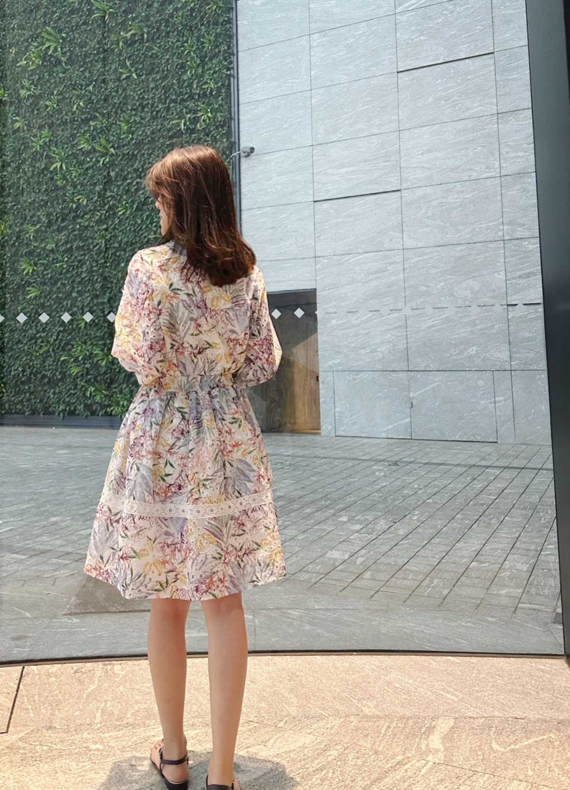 Lace Trim Floral Print Mini Dress_DS234L08