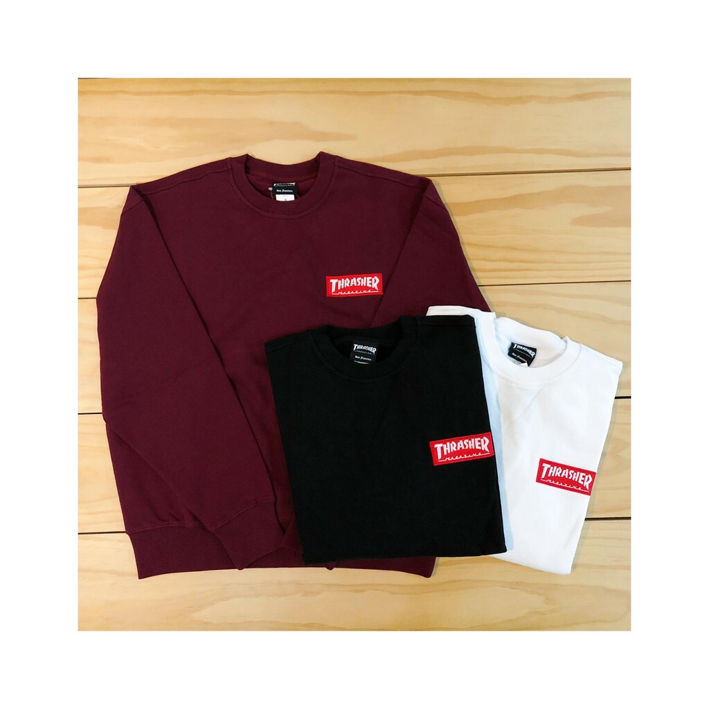 ☆ETW☆【EASY TO WEAR】日線 THRASHER HOMETOWN RED CREW NECK 貼布 大學T