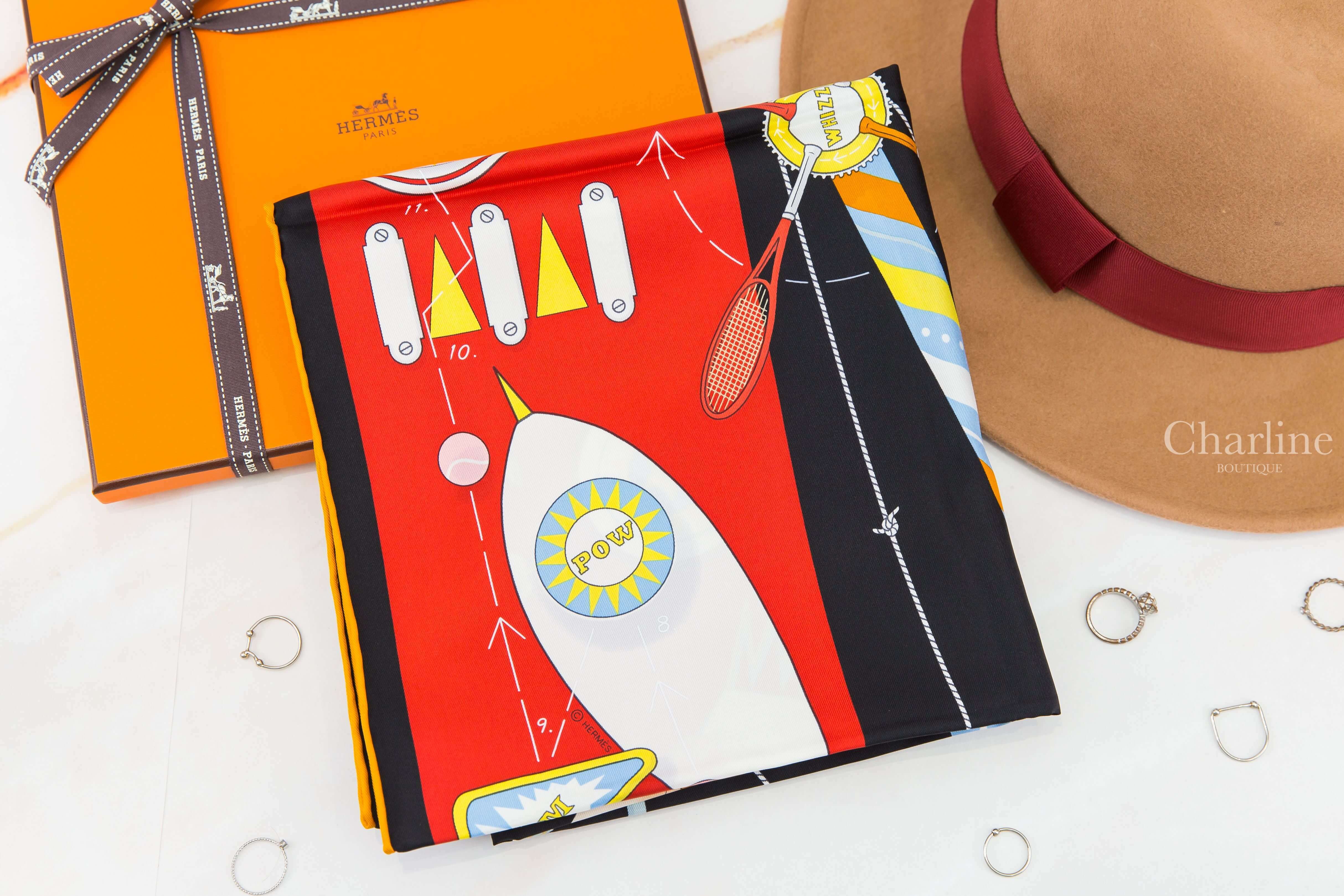 Hermès Tea For Two Scarf 90 黑色/紅色/彩色雙人茶會真絲方巾-Charline Boutique 精品代購