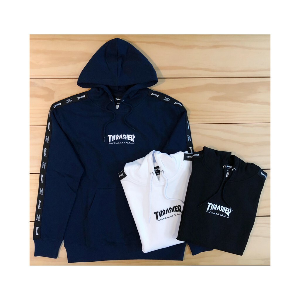 ☆ETW☆【EASY TO WEAR】日線 THRASHER HOMETOWN TRACK HOODED 刺繡 LOGO 串標 帽踢 三色