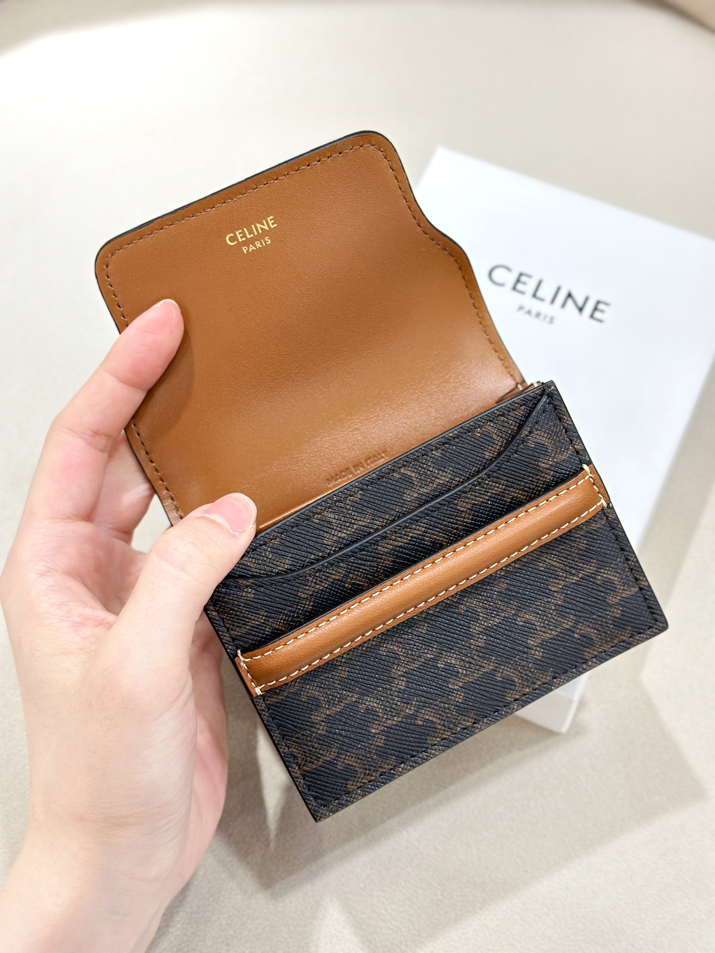 CELINE Business Cardholder in Triomphe Canvas