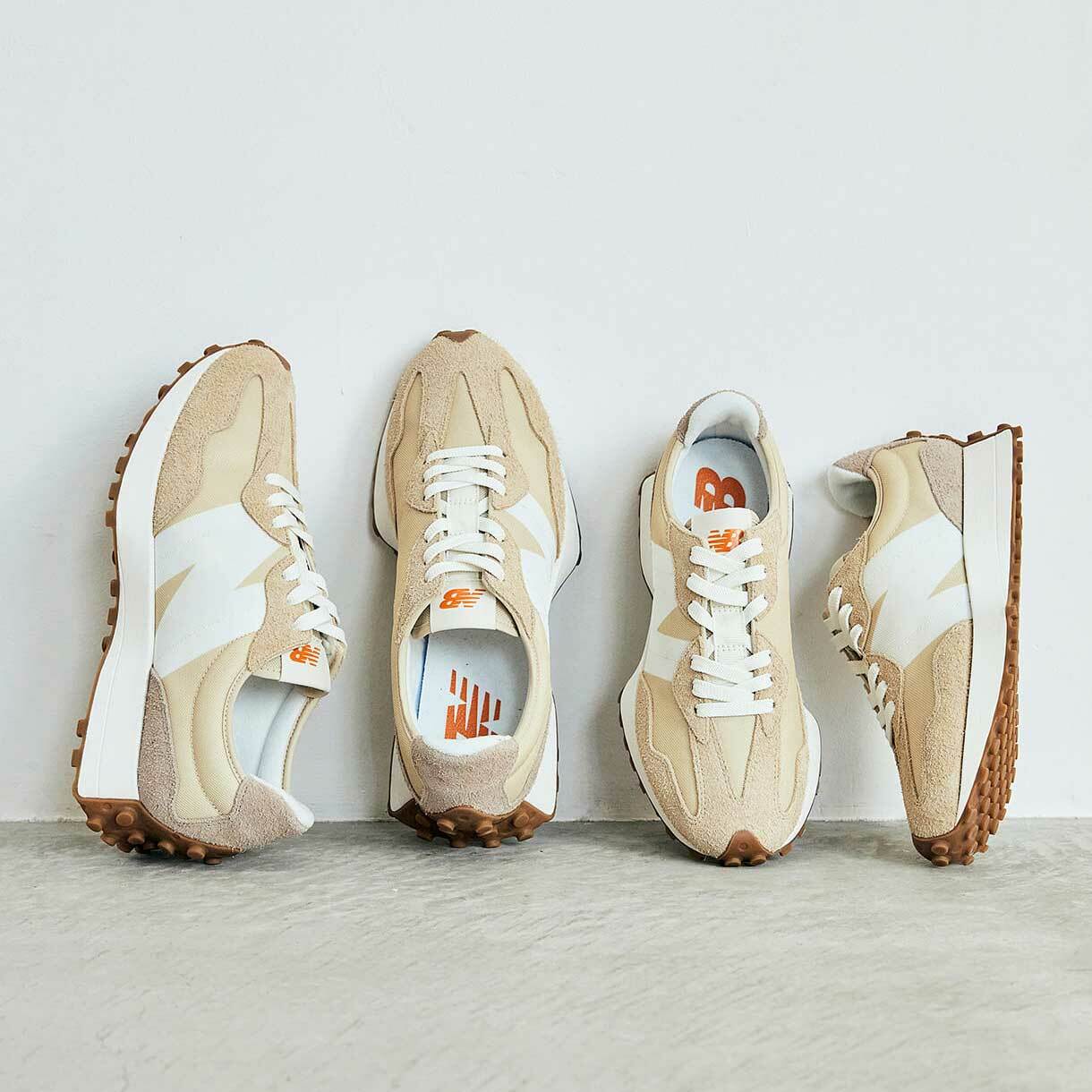 NEW BALANCE MS327 BEIGE(MS327UE)海外限定拼接復古麂皮情侶鞋休閒鞋