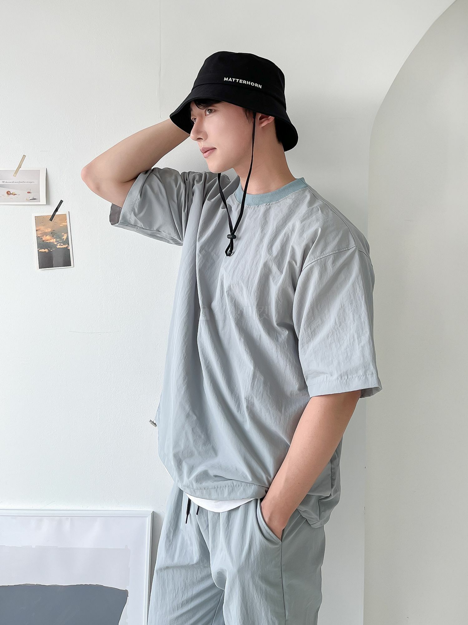 普通款尼龍下襬抽繩短袖T恤