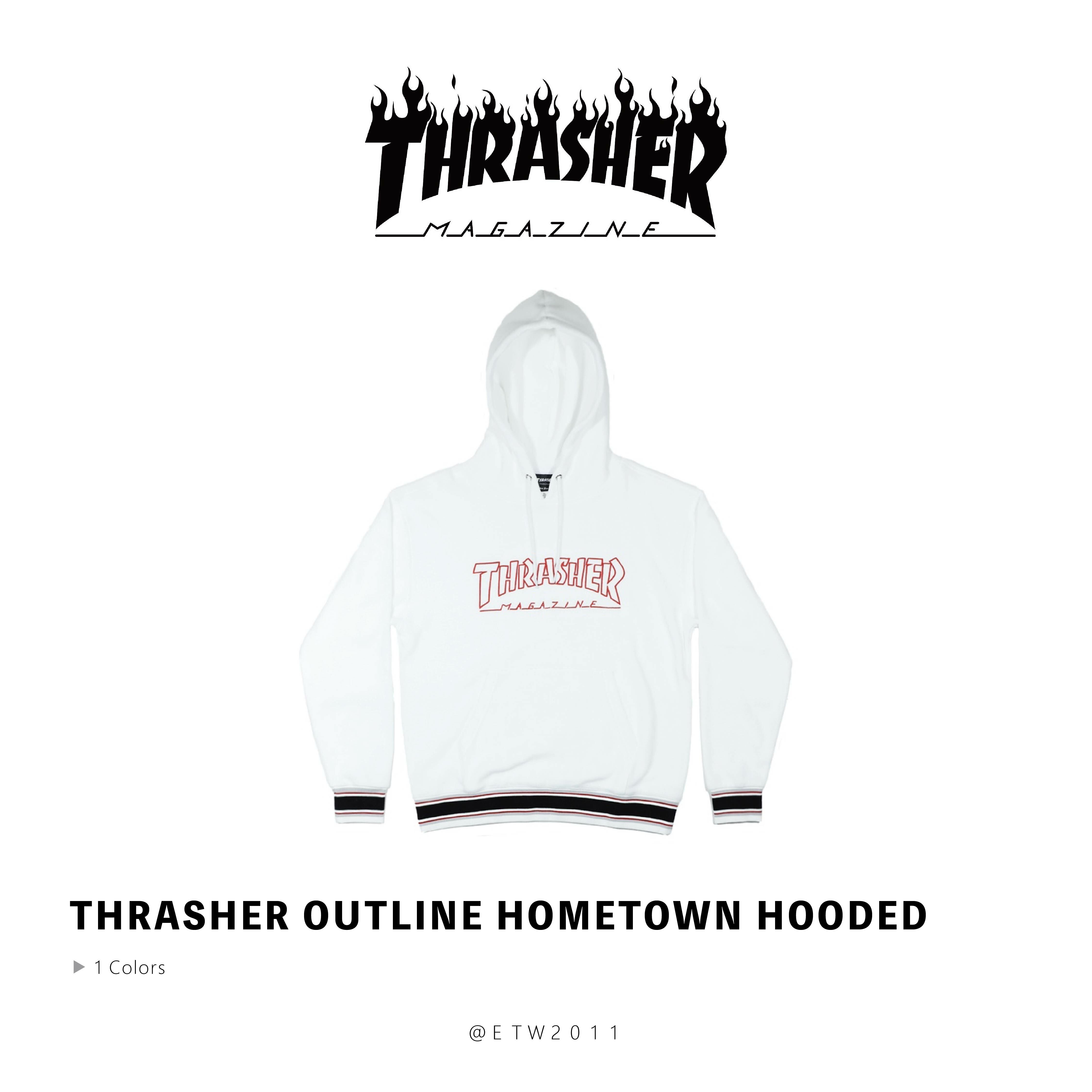 ☆ETW☆【EASY TO WEAR】日線 THRASHER OUTLINE HOMETOWN HOODED 刺繡 絨毛 帽T