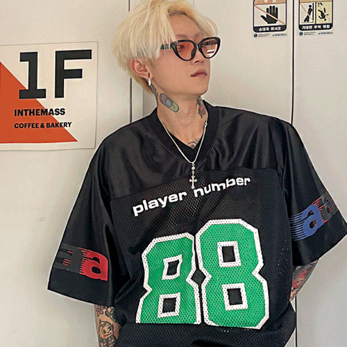 88金屬網眼運動短袖T恤