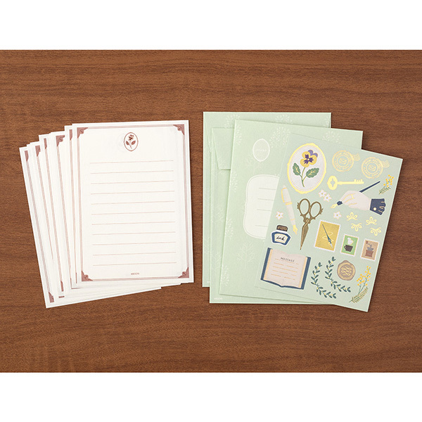 文具 拼貼畫信紙信封組 附燙金貼紙｜日本MIDORI