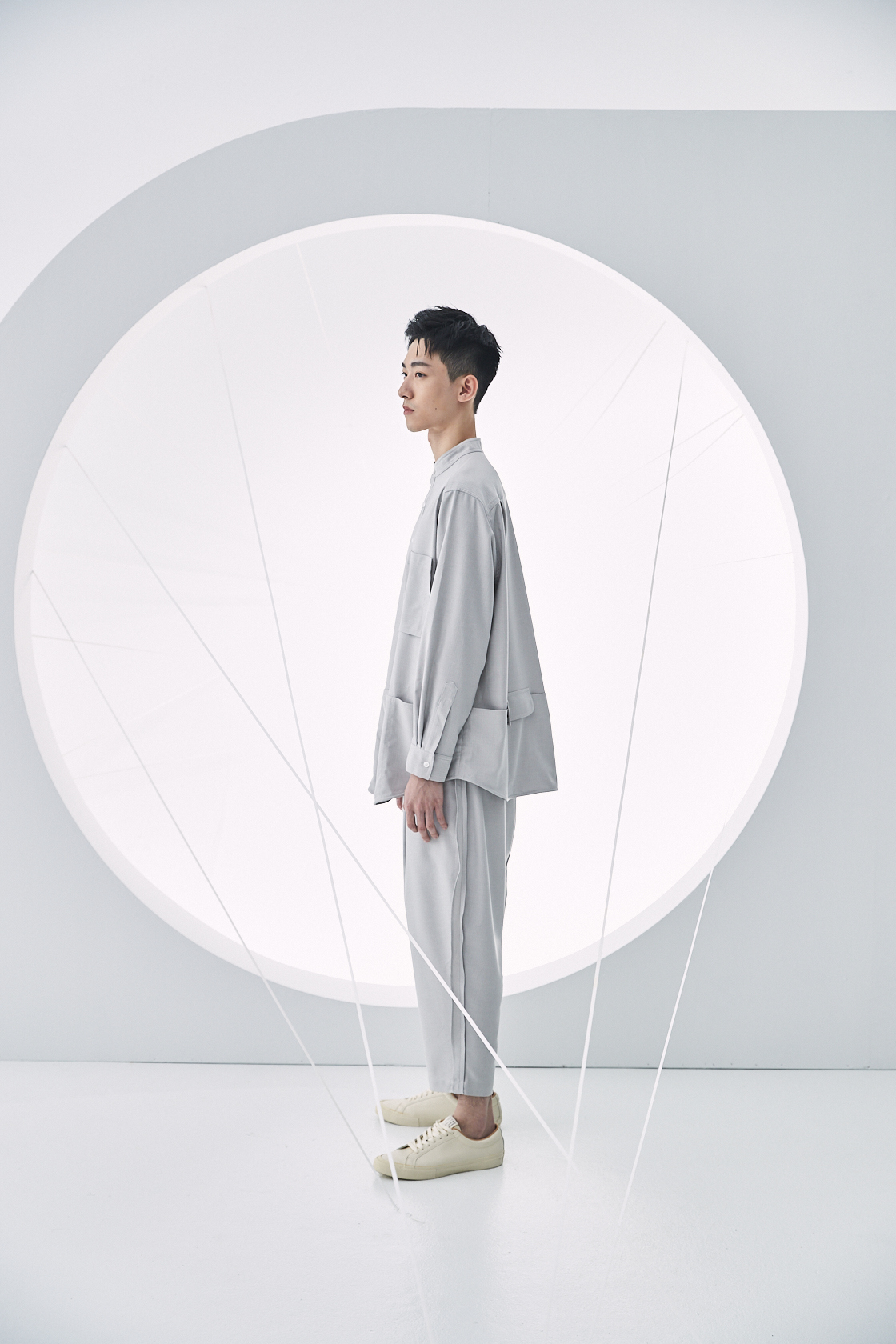 多口袋造型立領襯衫