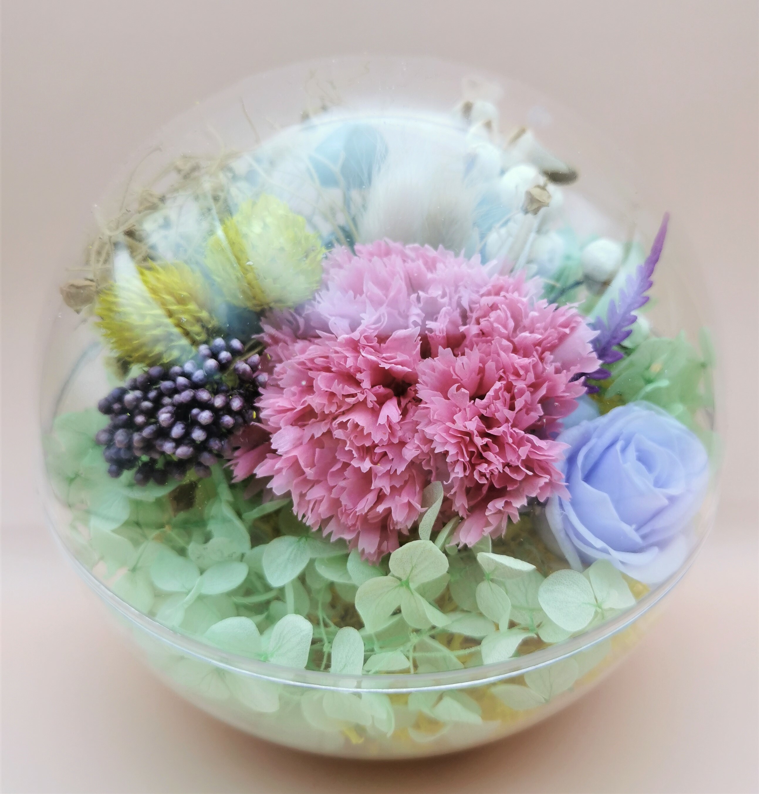 母親節康乃馨座枱泡泡永生花球