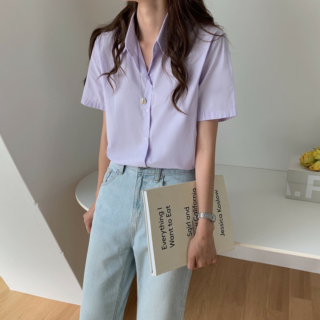 韓國Dejou授權 心動逆齡3色棉質短袖翻領襯衫