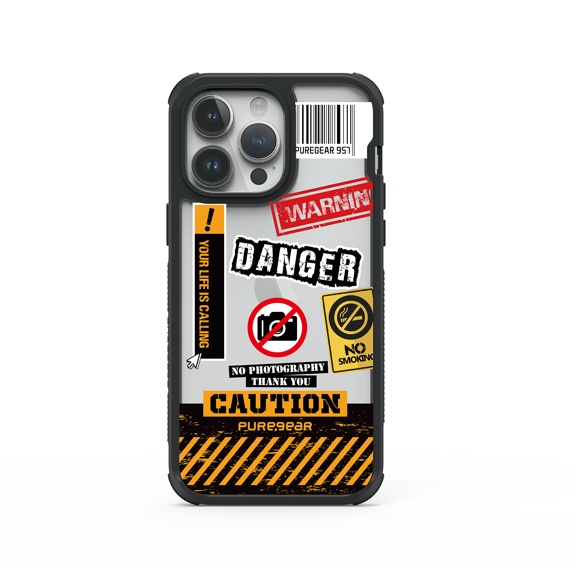 iPhone 14 輕坦克防摔手機殼 / 危險禁區 (拼貼風格)