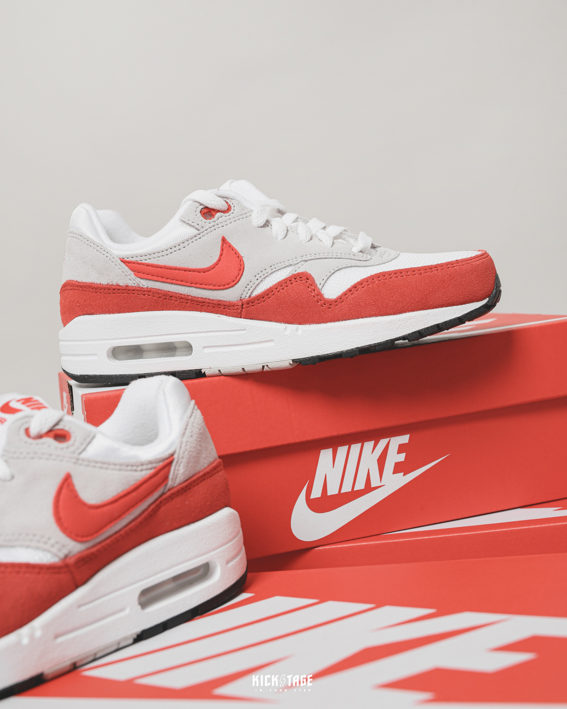 **特價商品售出不退換**大童鞋 女生尺寸 NIKE AIR MAX 1 OG 白紅 低筒休閒鞋【555766-146】25SALE
