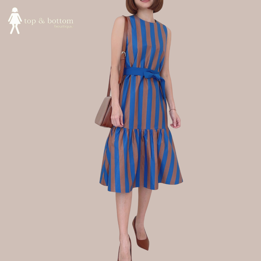 SLEEVELESS TWO TONE MIDI DRESS