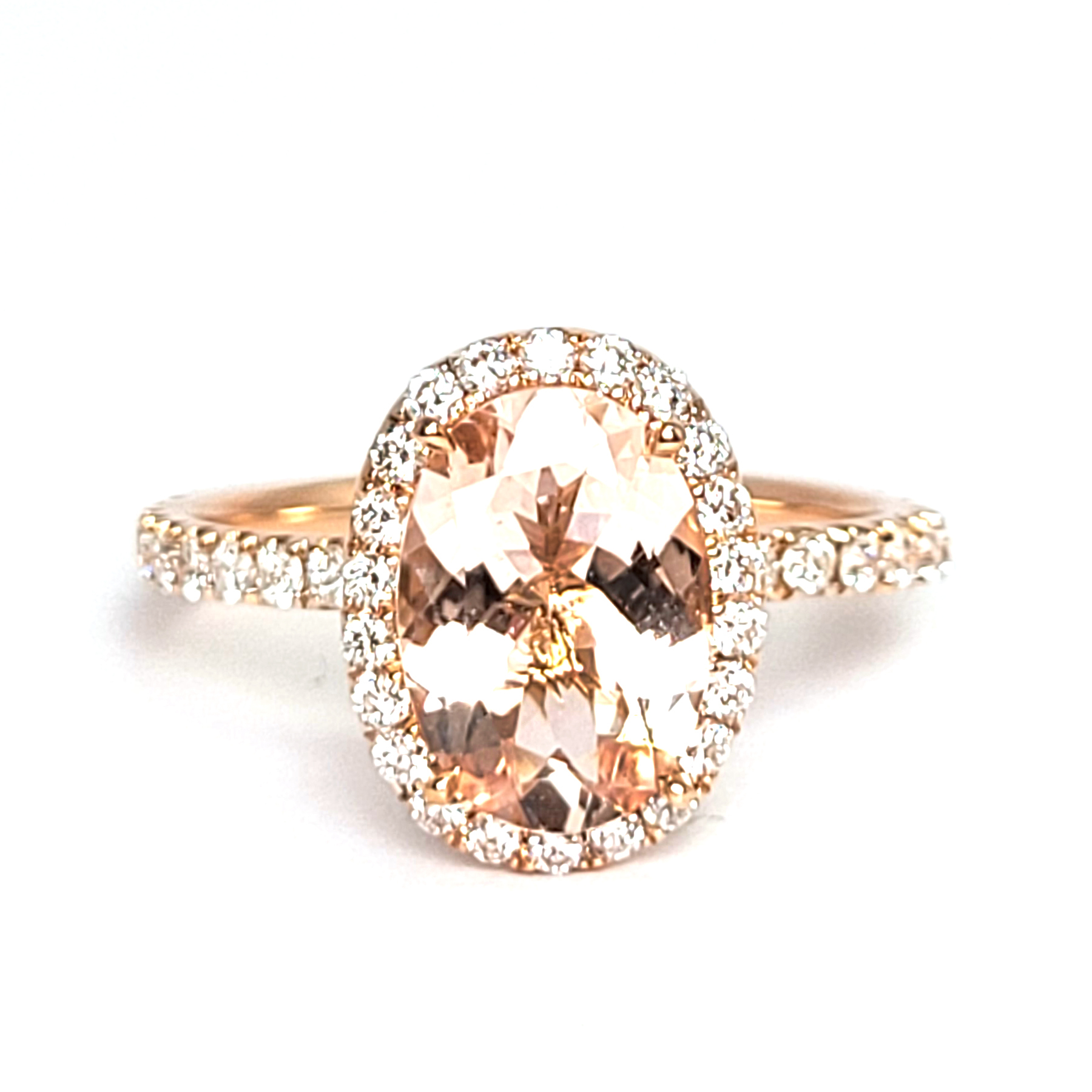 18K白金天然鑽石摩根石戒指