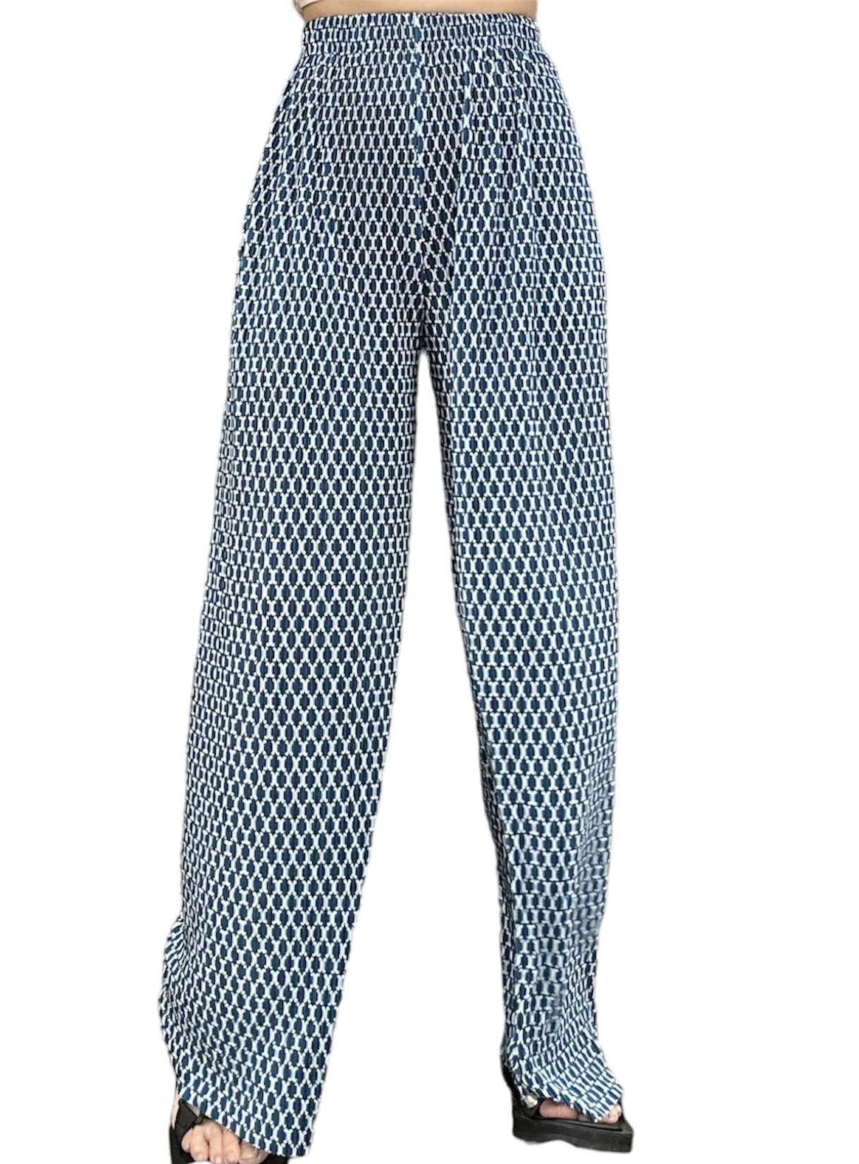 復古印花縐布長褲（現貨款式）