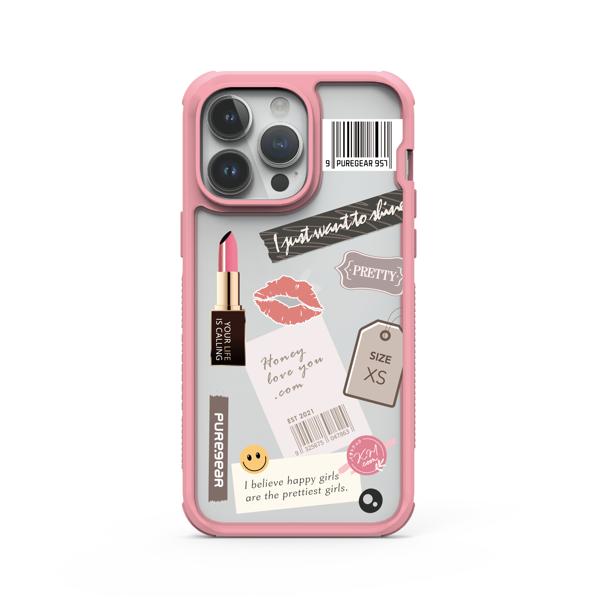 iPhone 14 輕坦克防摔手機殼 / 粉唇寶貝 (拼貼風格)