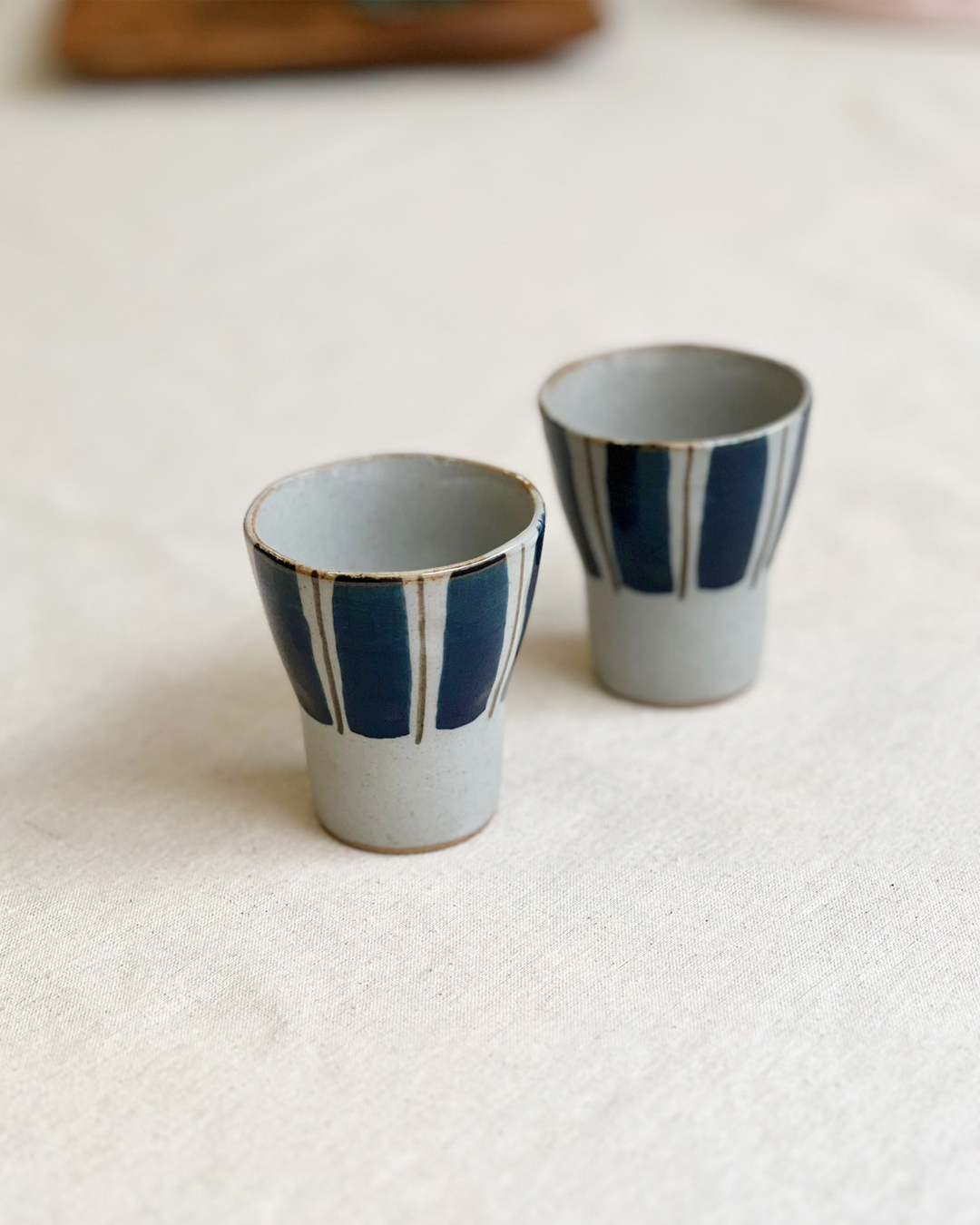 藍花 陶器清酒吞杯 十草｜波佐見燒
