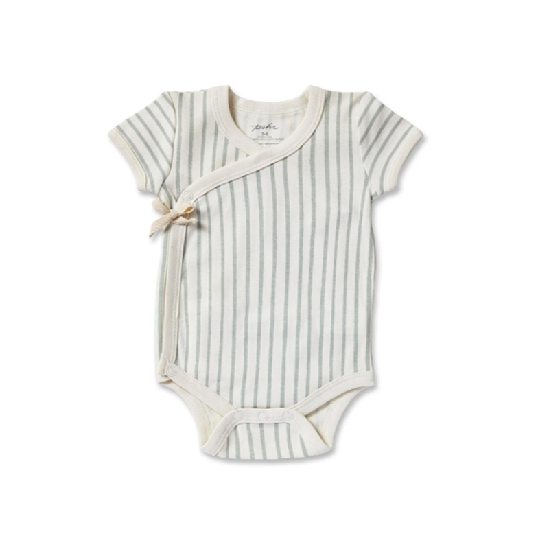 Pehr-條紋短袖Kimono包屁衣(Sea)