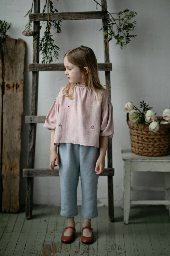 (預購)ALL THE BEAUTIFUL LINEN 滿版草原刺繡泡泡上衣 MEADOW PARACHUTE TUNIC
