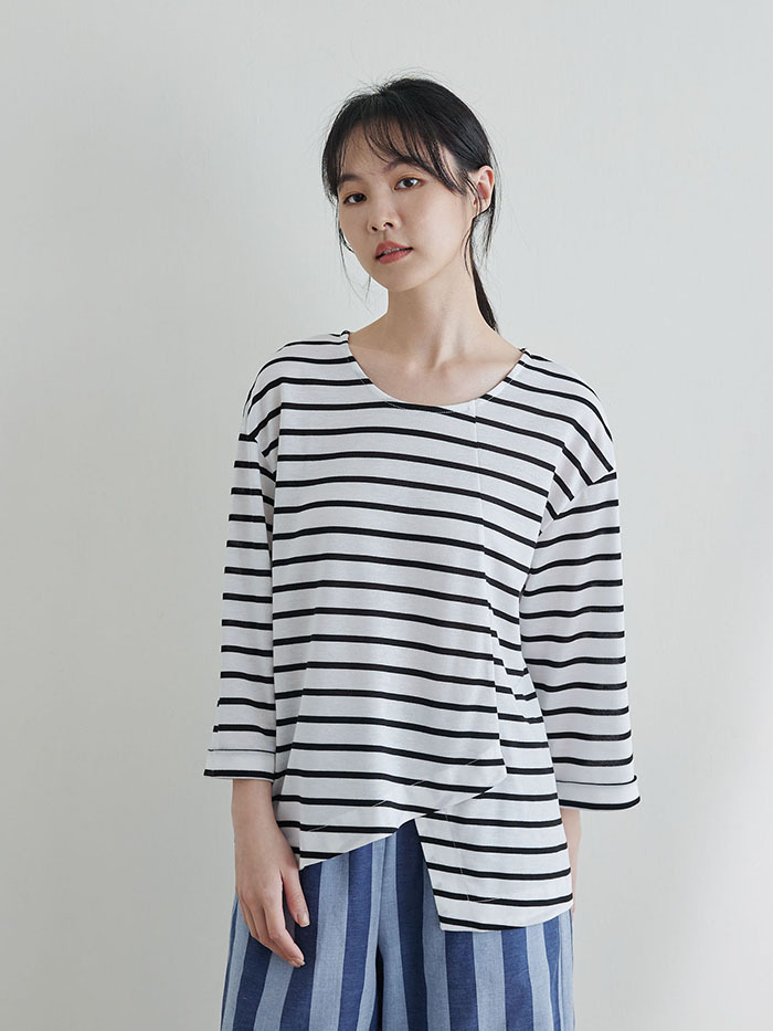 謎題答案拼接七分袖上衣-馬克