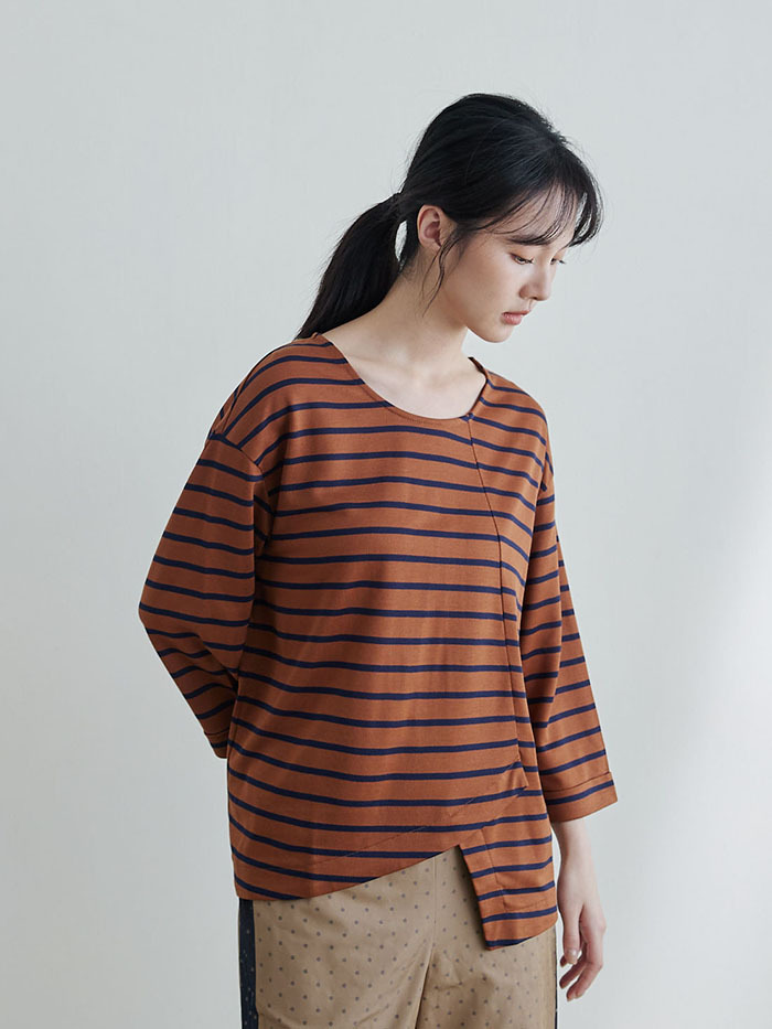 謎題答案拼接七分袖上衣-喬治