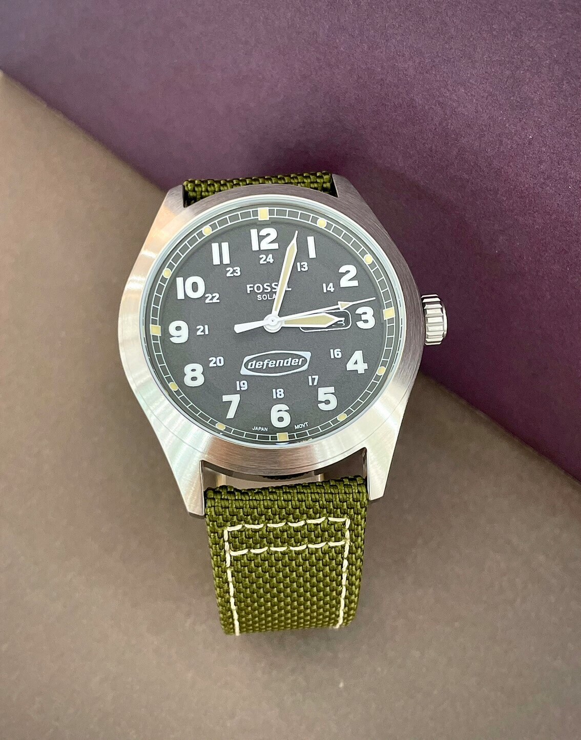 【FOSSIL】文青復古綠色尼龍腕錶 FS5977 46mm 現代鐘錶