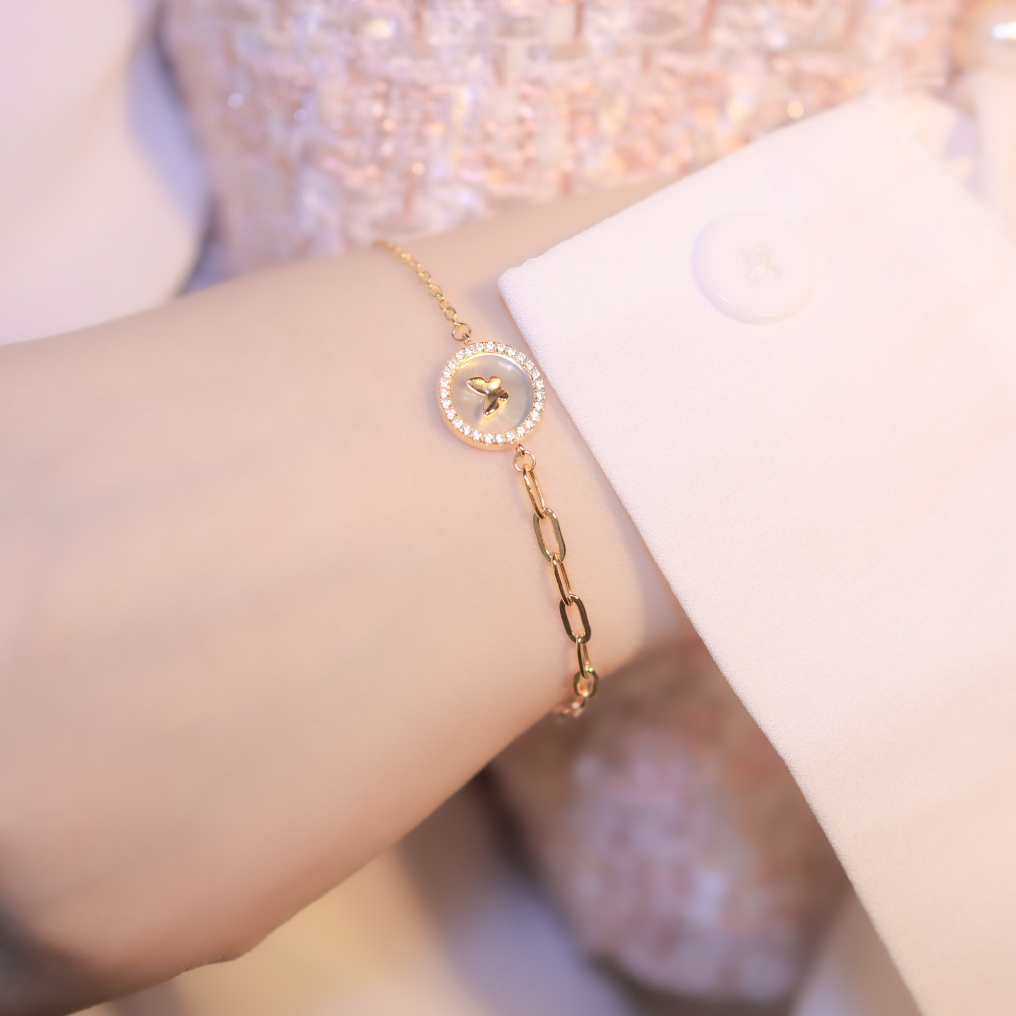 | 925 Silver・Champagne Gold | Butterfly Museum Bracelet | BR0593 |