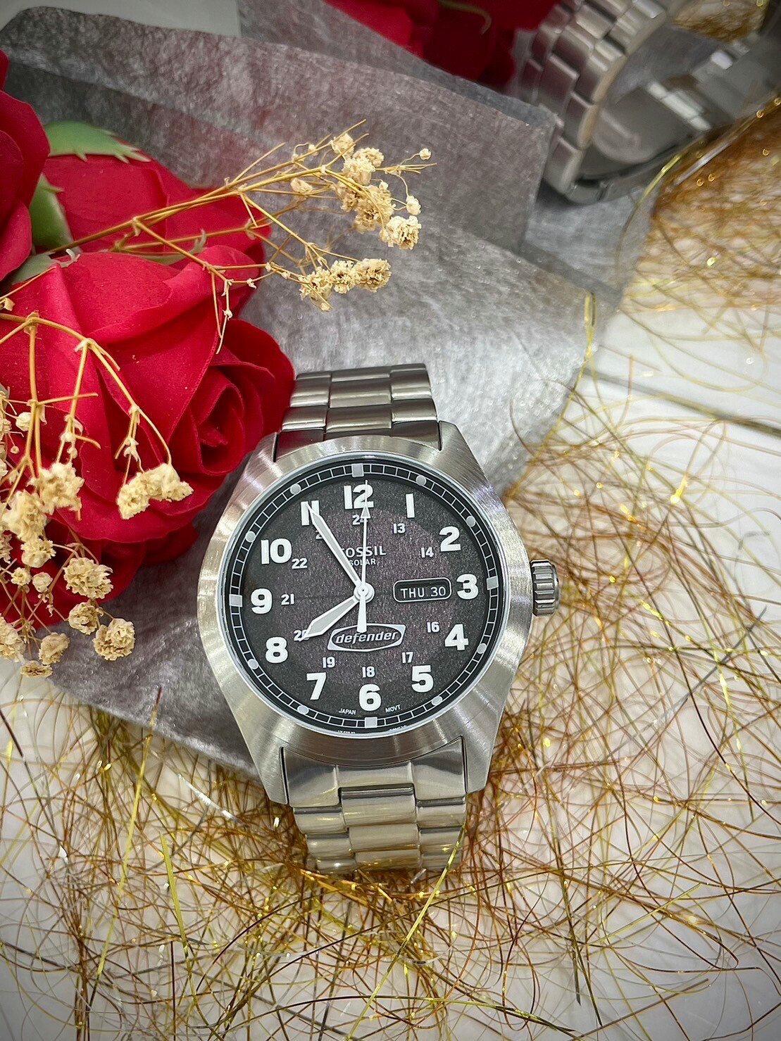 【FOSSIL】經典復古日曆太陽能不鏽鋼腕錶 FS5976 46mm 現代鐘錶