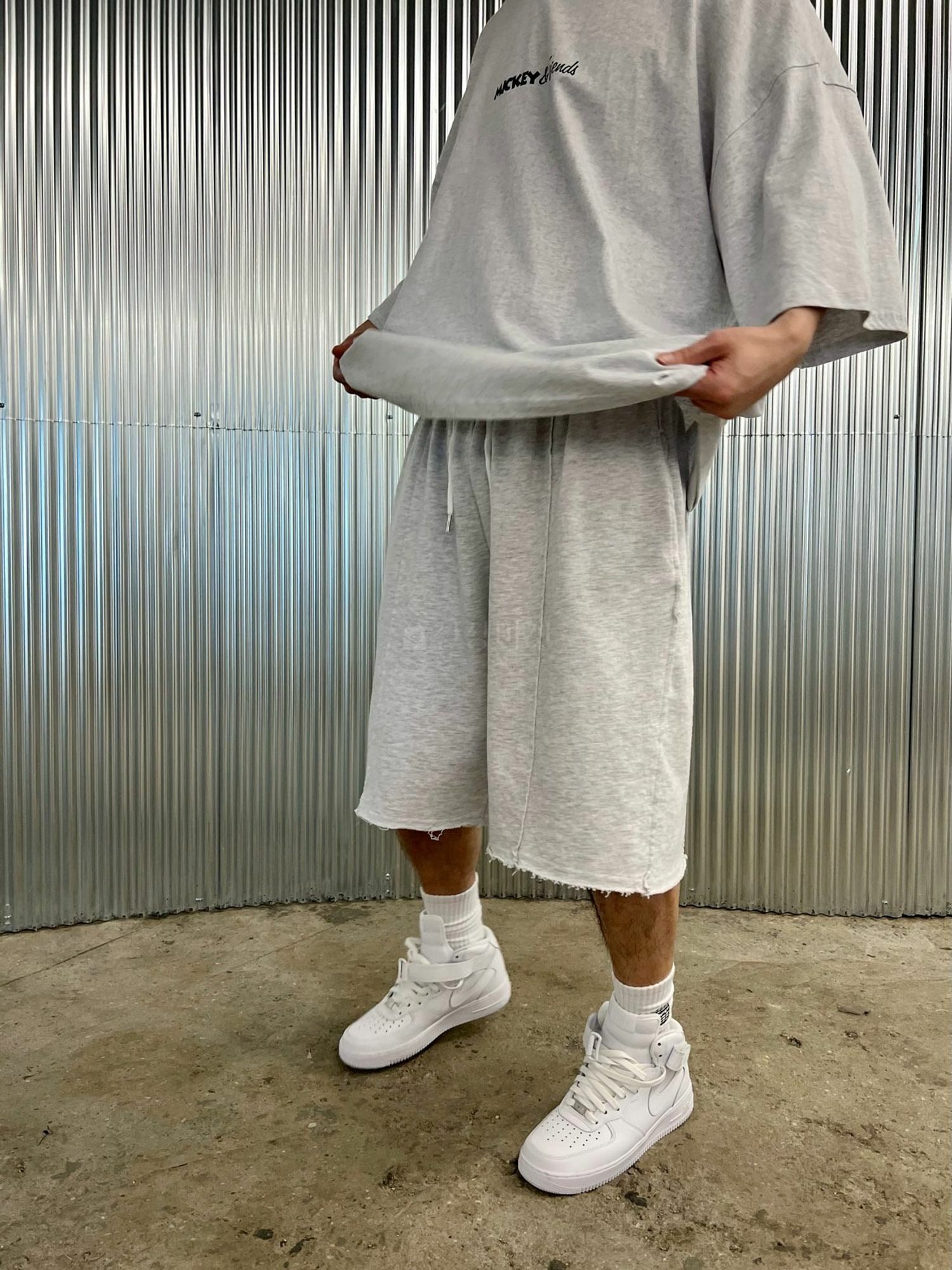 着色切開水洗闊腿短褲