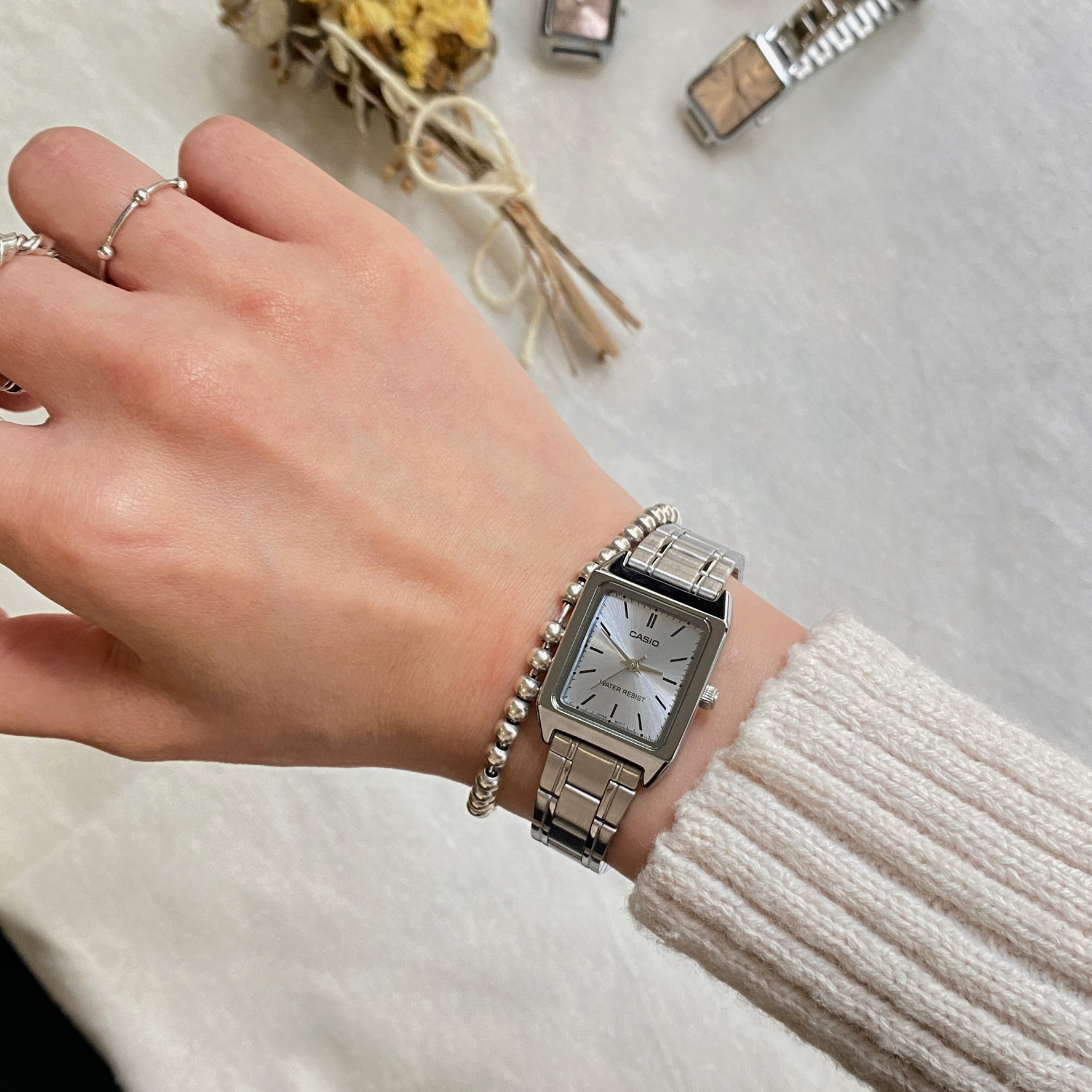 Casio LTP-V007D-2E 22mm 冰藍面 女裝鋼帶錶 小方錶