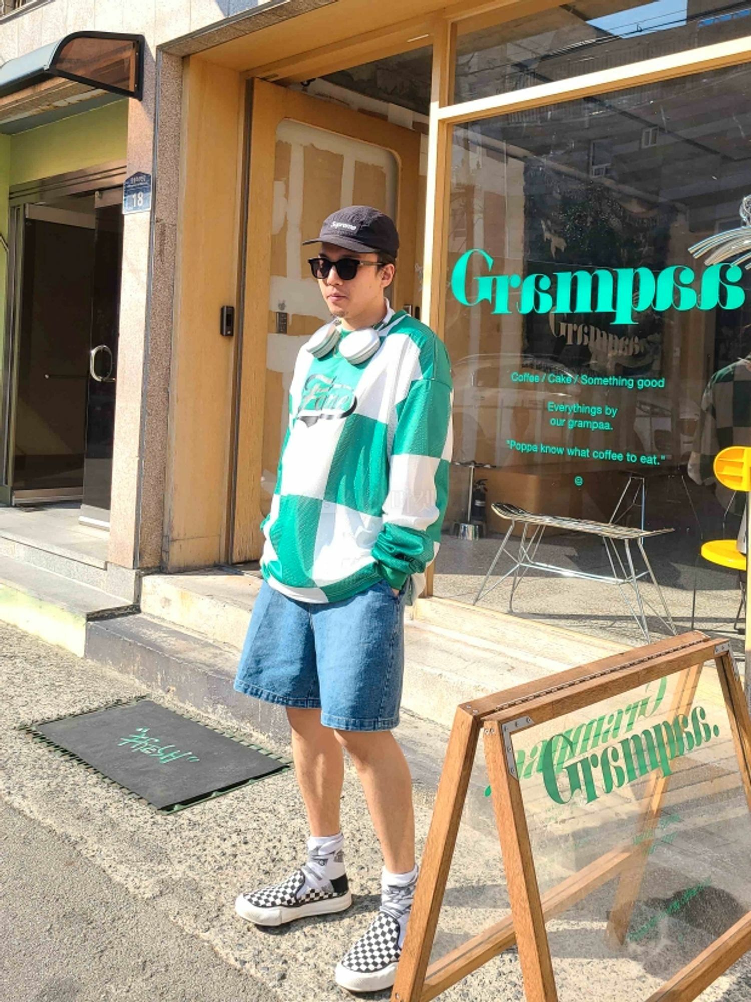 Fame格紋網眼長袖T恤