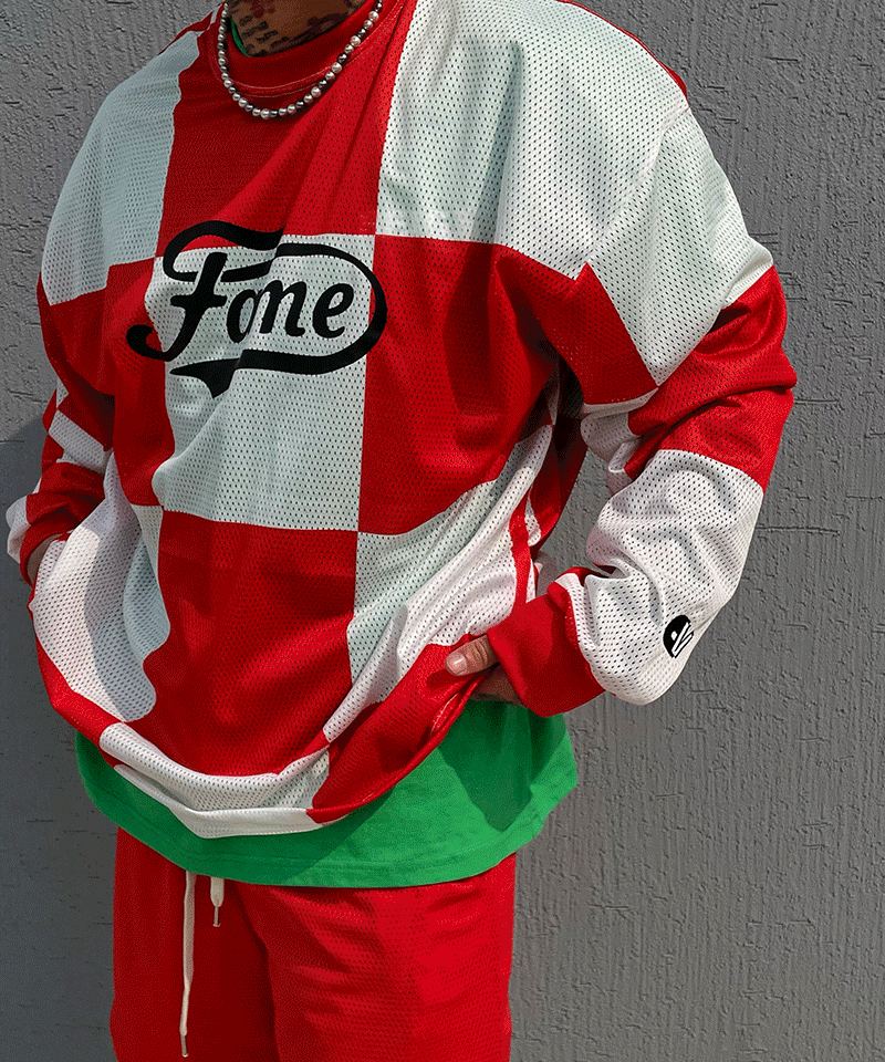 Fame格紋網眼長袖T恤