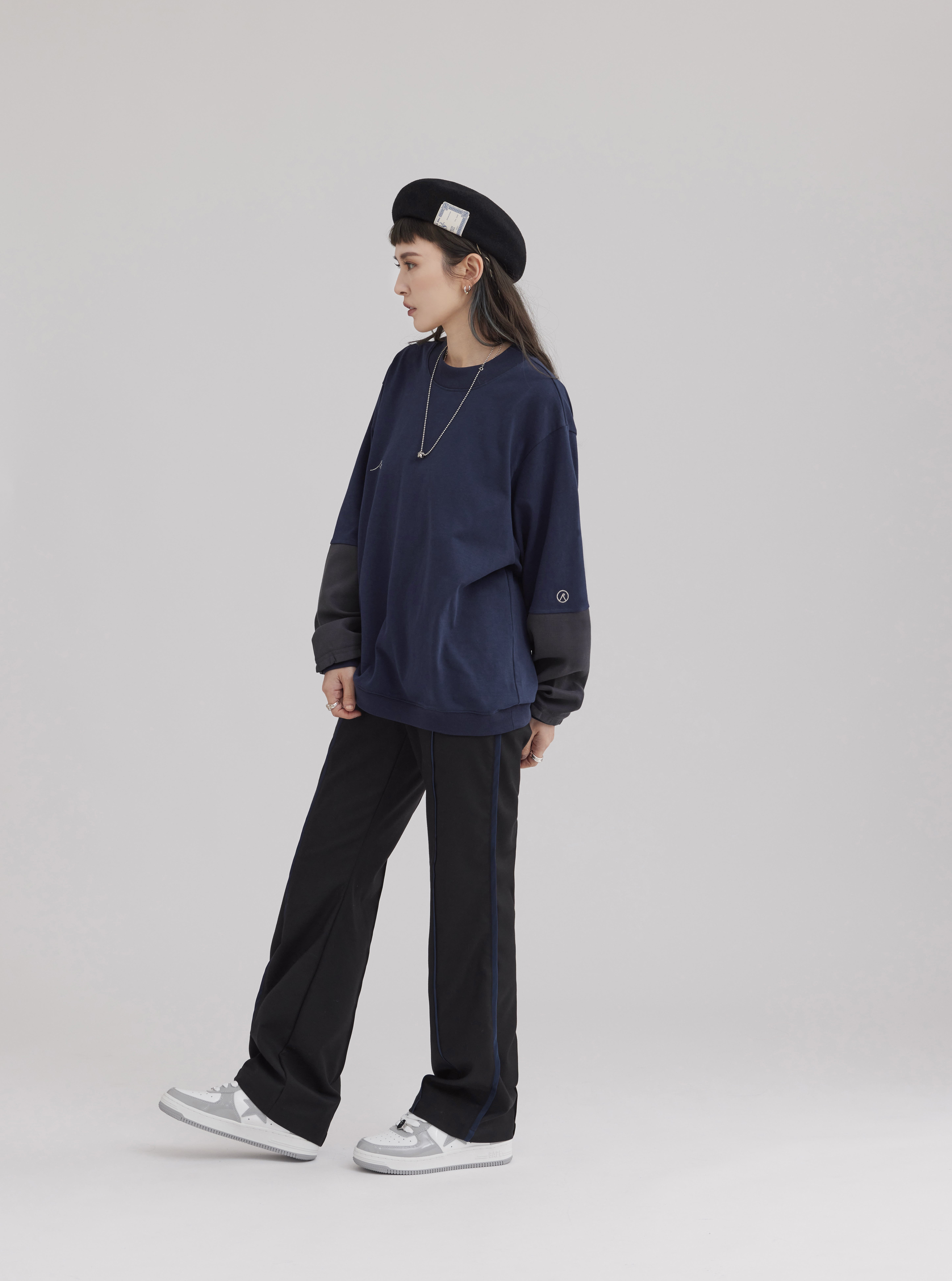 Contrast Long Sleeve Tee | Navy