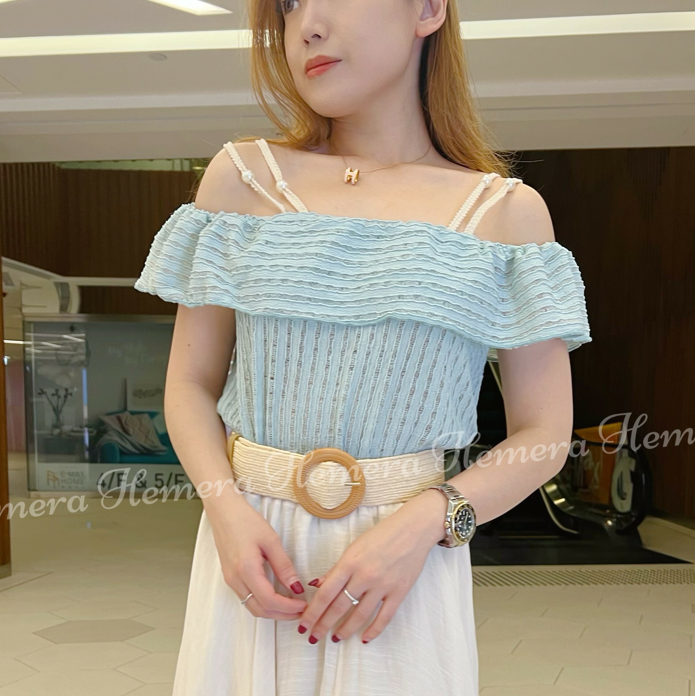 TP23W0410 波希米縷空一字膊上身