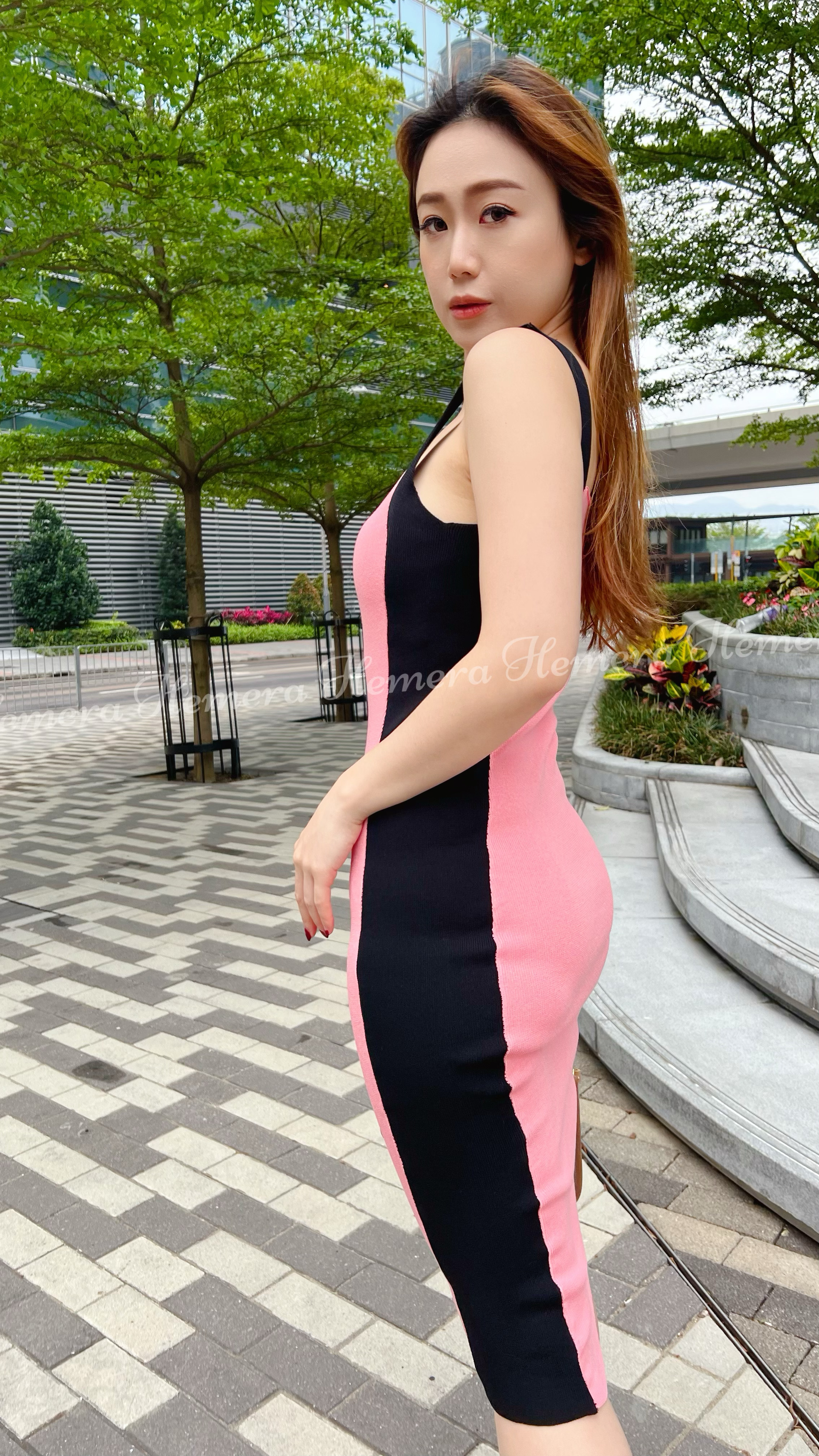 DR23W0417 陰影吊帶背心連身裙