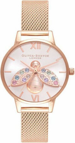 萬年鐘錶 -  Olivia Burton  藝術時尚 Rainbow Bee 系列  經典彩虹蜂蜜米蘭錶帶女錶  OB16RB28  錶徑30MM