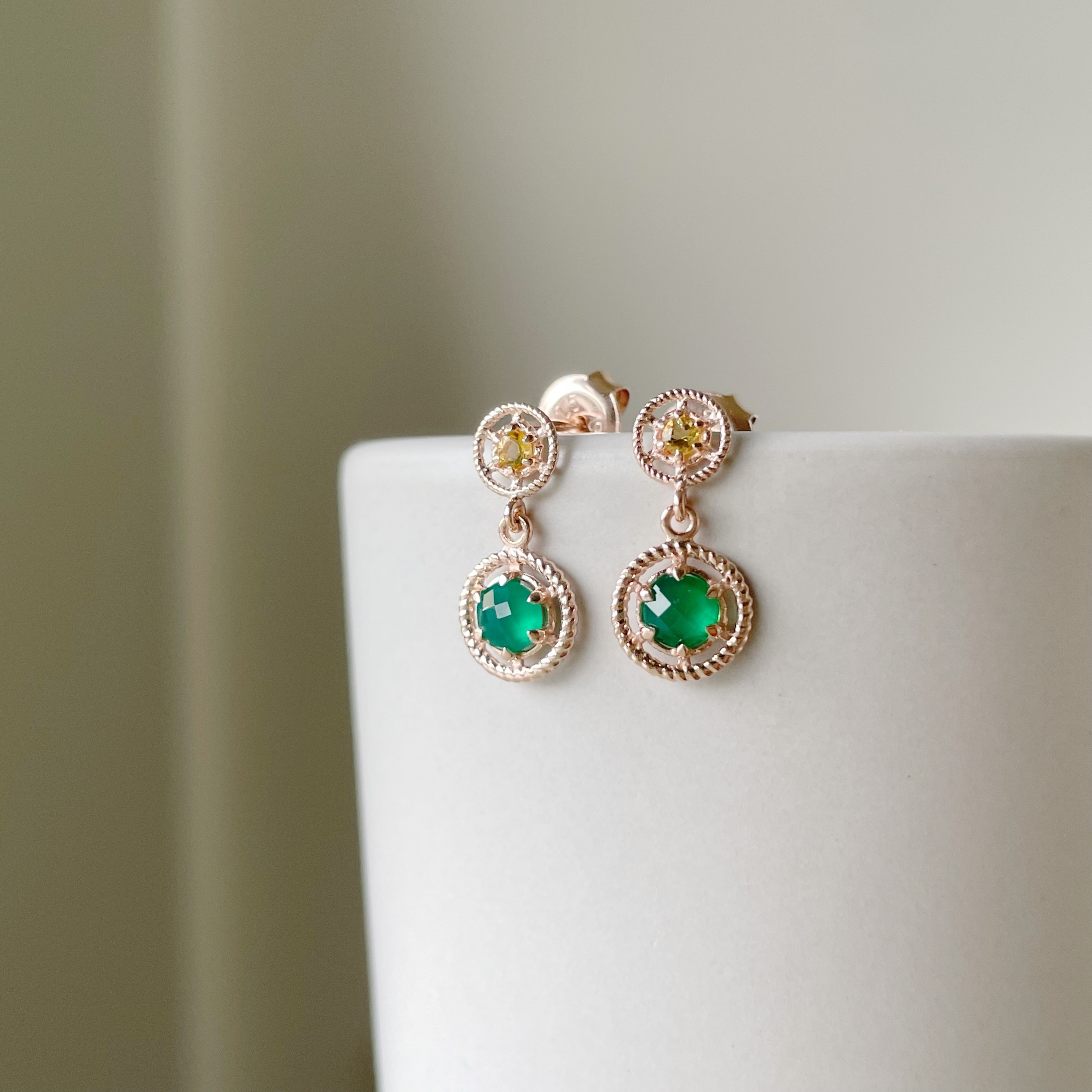 Rudder綠瑪瑙耳環