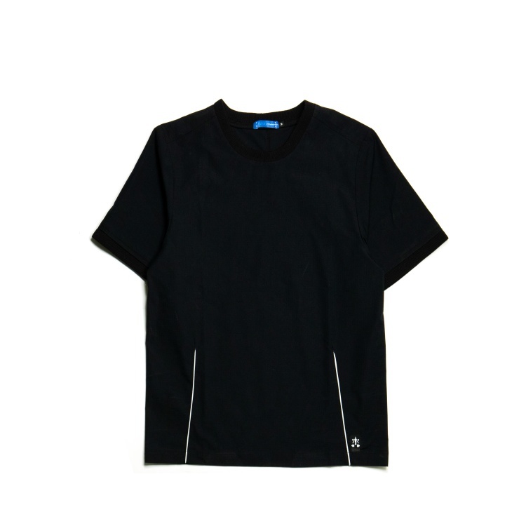 須線條剪接上衣- 黑