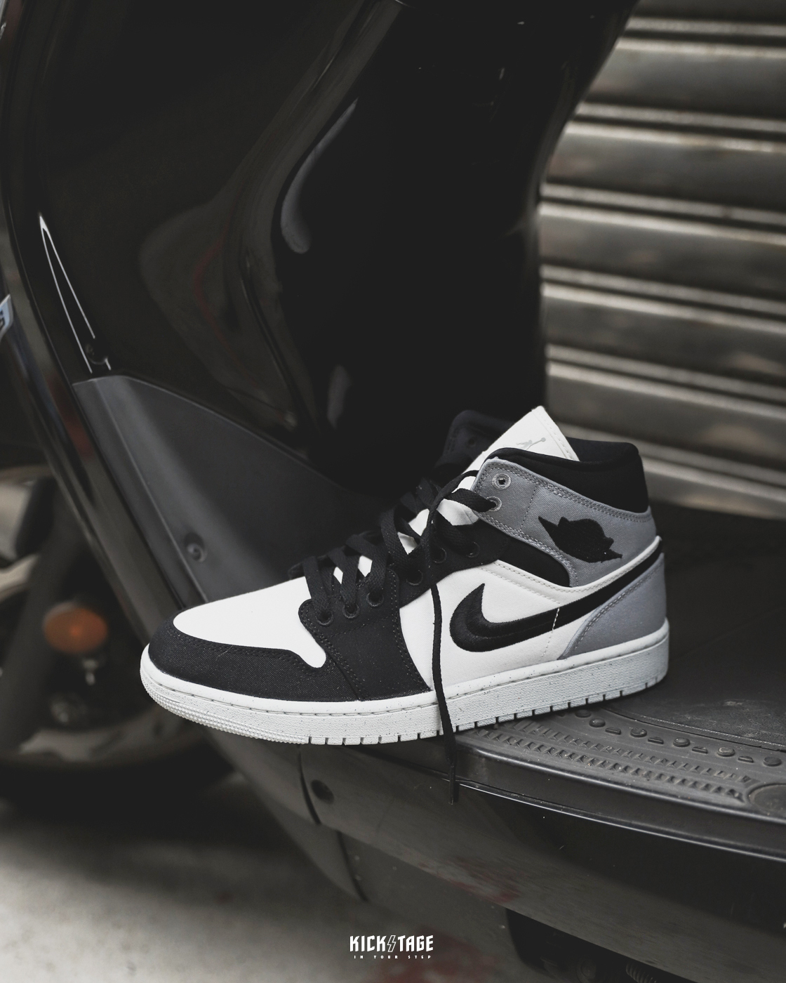 AIR JORDAN 1 MID CANVAS BLACK 黑白灰帆布影子中筒休閒鞋DV0427-100