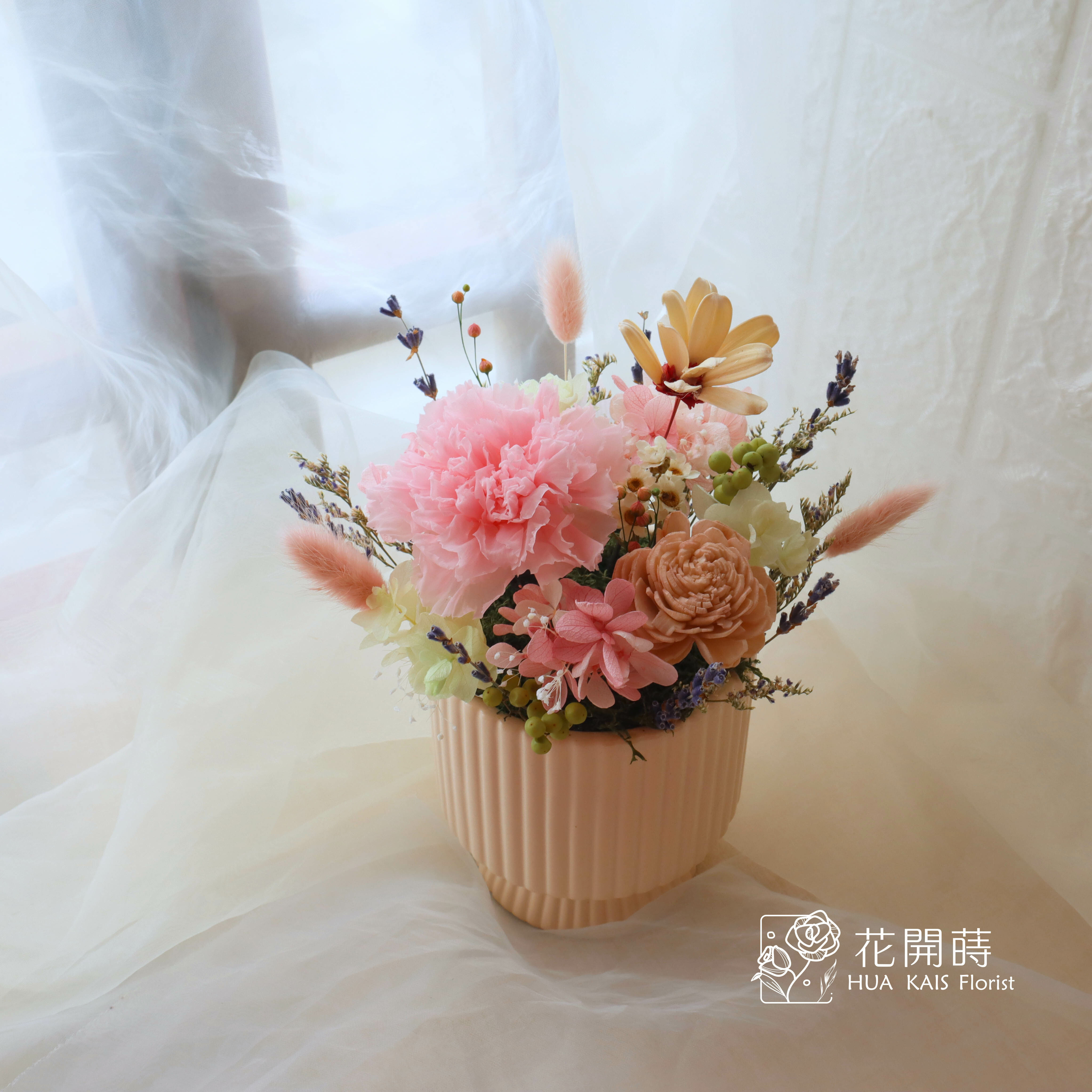 永生康乃馨小盆花|甜心粉|母親節小盆栽|生日禮物|母親節禮物