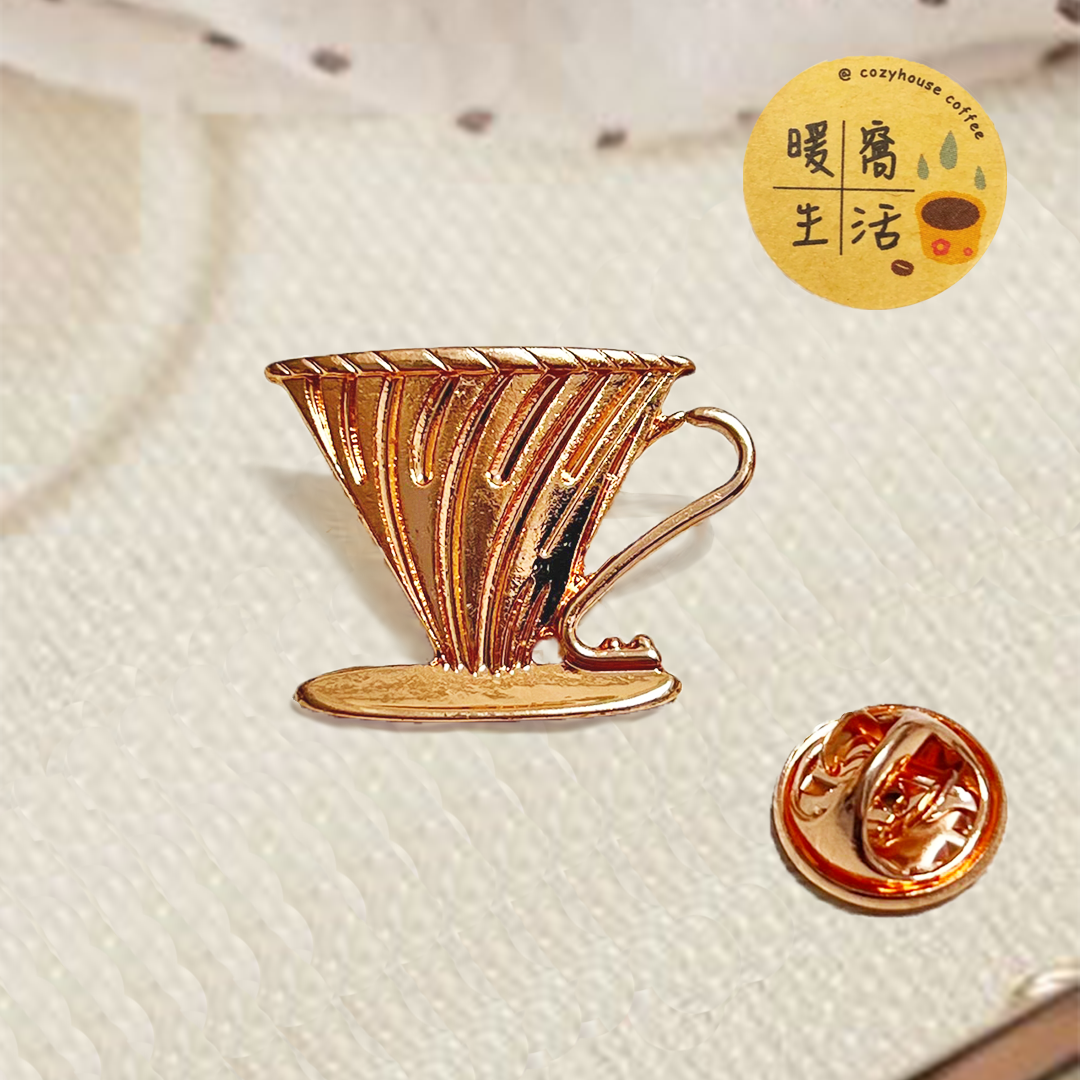 【售完】療癒系_迷你咖啡胸針_濾杯  (玫瑰金)
