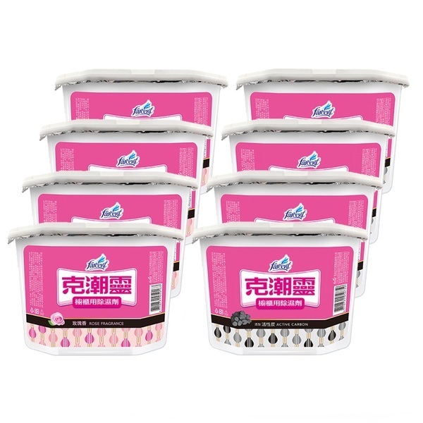 【克潮靈】櫥櫃用除濕劑4入-玫瑰/活性碳
