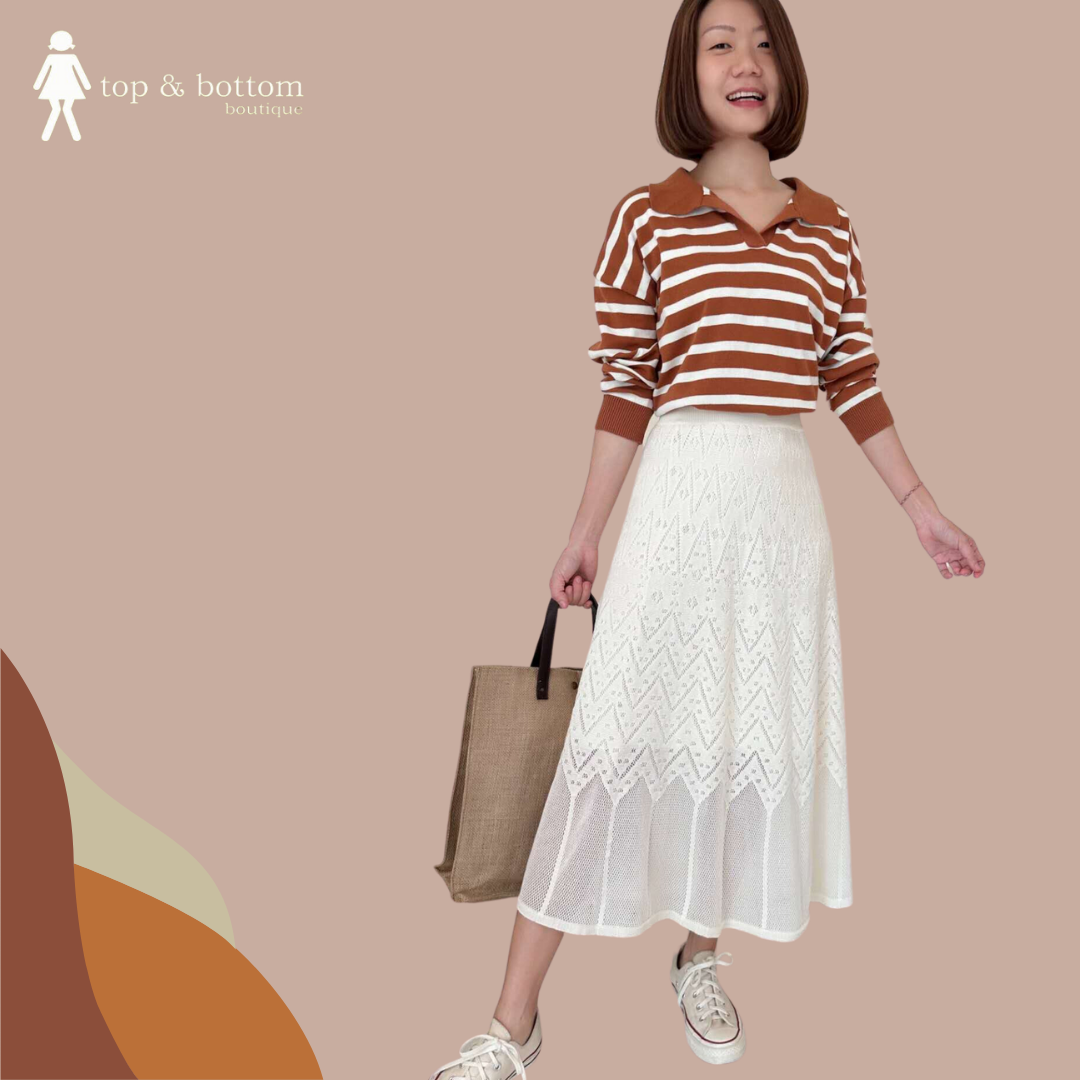 KNIT LACE MIDI SKIRT