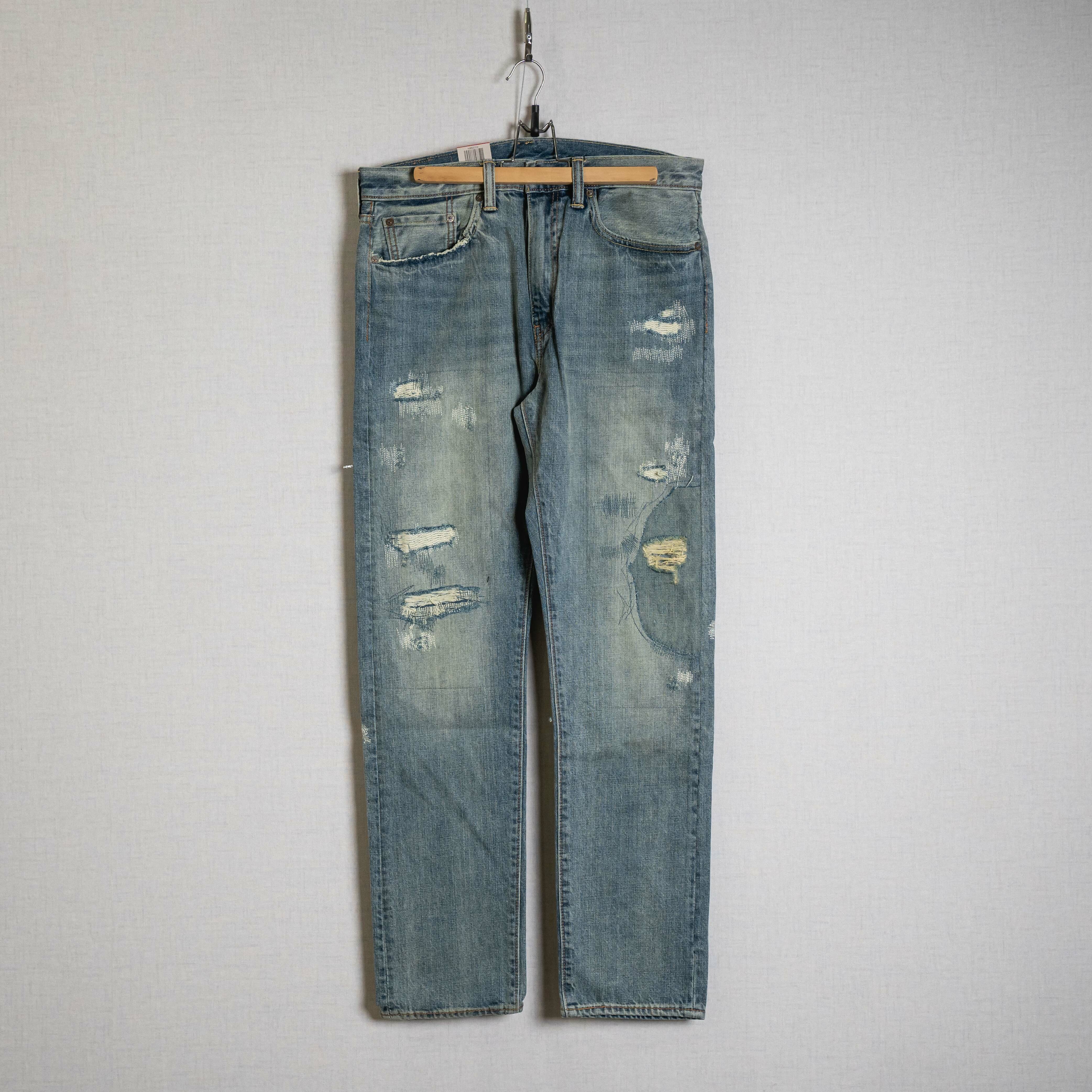 日版 LEVIS 522 長褲 破壞 牛仔褲 拼布 淺藍 直筒 16882-0131