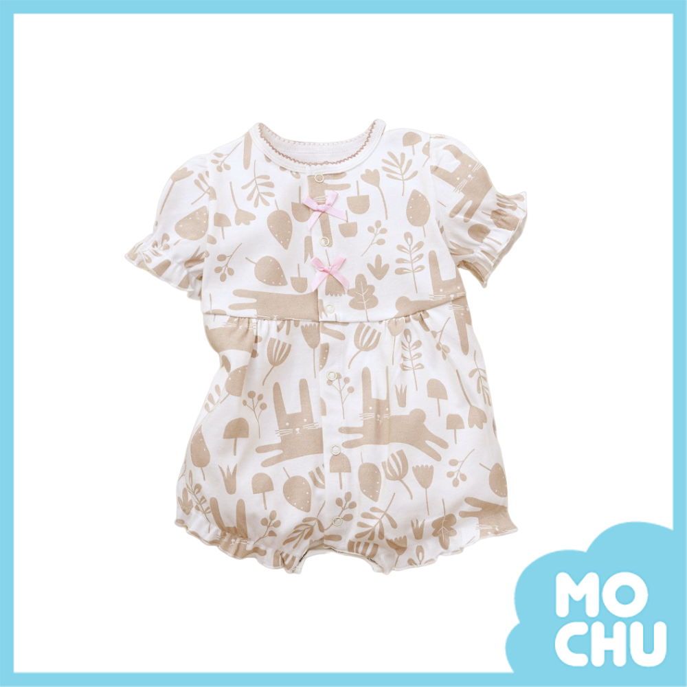 藕荷色小兔短袖包屁衣