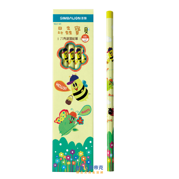 雄獅鉛筆 SIMBALIO 昆蟲寶貝六角圖頭鉛筆HB NO.1101 12支入