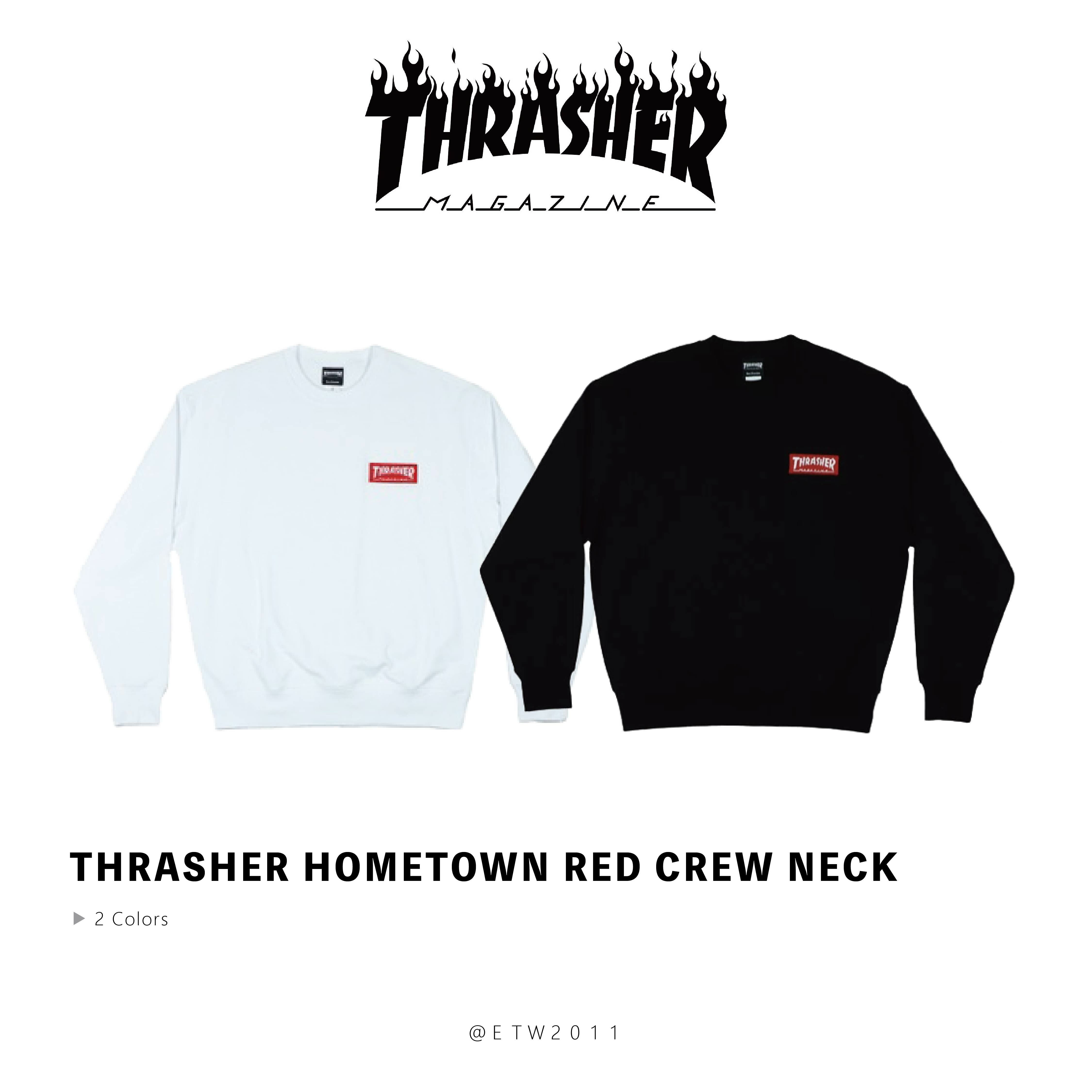 ☆ETW☆【EASY TO WEAR】日線 THRASHER HOMETOWN RED CREW NECK 貼布 大學T