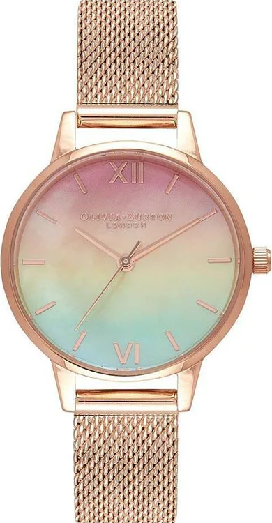 萬年鐘錶 -  Olivia Burton  藝術時尚 Rainbow 系列  玫瑰金殼漸層彩虹面米蘭帶女錶  OB16RB25  錶徑30MM