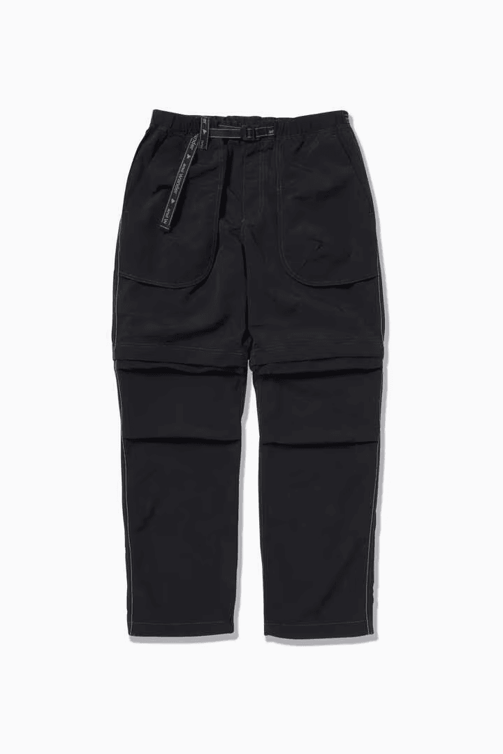 and wander - Ny taffeta hiker 2way pants / BLACK